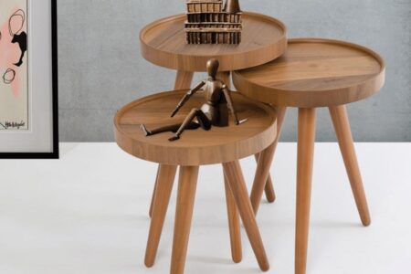 Polen  Ceviz Kaplama  3'lü Zigon Sehpa